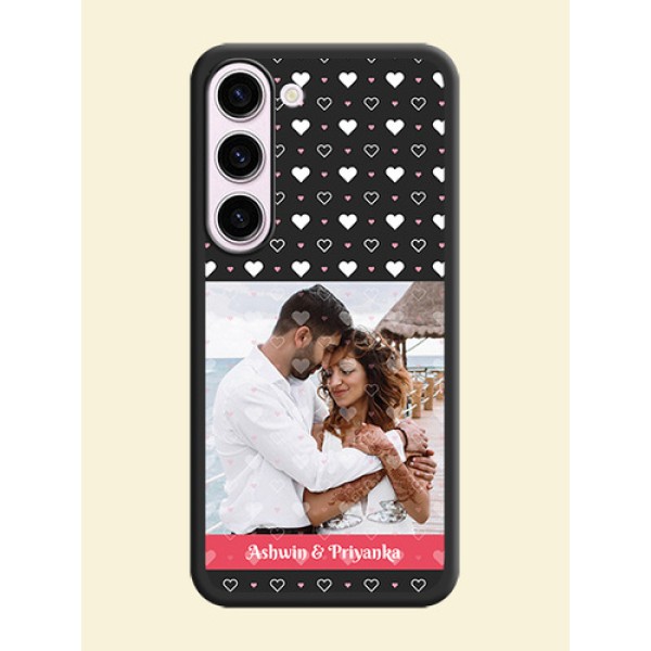 White Color Love Symbols with Text Design on Photo on Space Black Soft Matte Phone Cover - Samsung Galaxy S23 Plus 5G White Color Love Symbols with Text Design on Photo on Space Black Soft Matte Phone Cover - Samsung Galaxy S23 Plus 5G