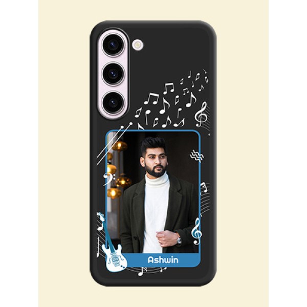 Musical Theme Design with Text on Photo on Space Black Soft Matte Mobile Case - Samsung Galaxy S23 Plus 5G Musical Theme Design with Text on Photo on Space Black Soft Matte Mobile Case - Samsung Galaxy S23 Plus 5G