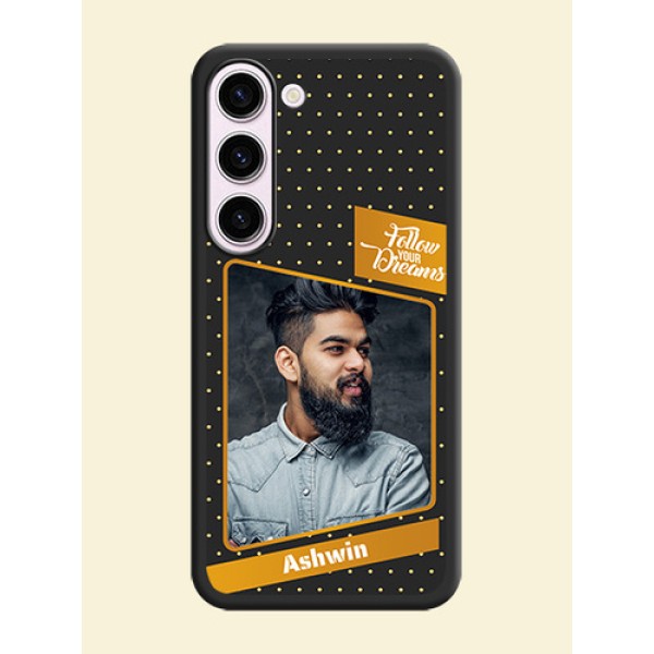 Follow Your Dreams with White Dots on Space Black Custom Soft Matte Phone Cases - Samsung Galaxy S23 Plus 5G Follow Your Dreams with White Dots on Space Black Custom Soft Matte Phone Cases - Samsung Galaxy S23 Plus 5G