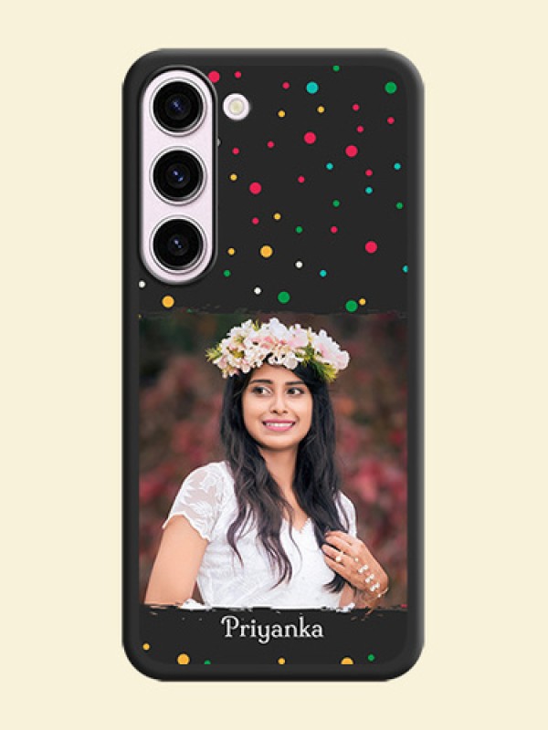 Multicolor Dotted Pattern with Text on Space Black Custom Soft Matte Phone Back Cover - Samsung Galaxy S23 Plus 5G