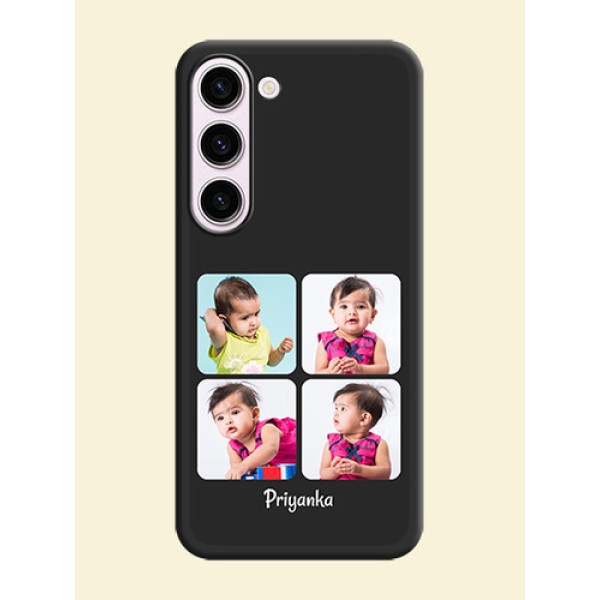 Floral Art with 6 Image Holder on Photo on Space Black Soft Matte Mobile Case - Samsung Galaxy S23 Plus 5G