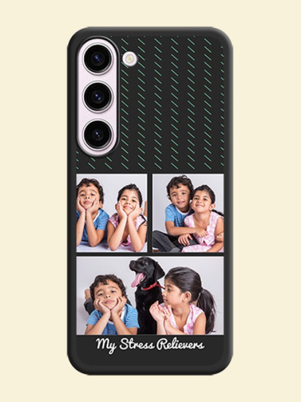 Cross Dotted Pattern with 2 Image Holder  on Personalised Space Black Soft Matte Cases - Samsung Galaxy S23 Plus 5G