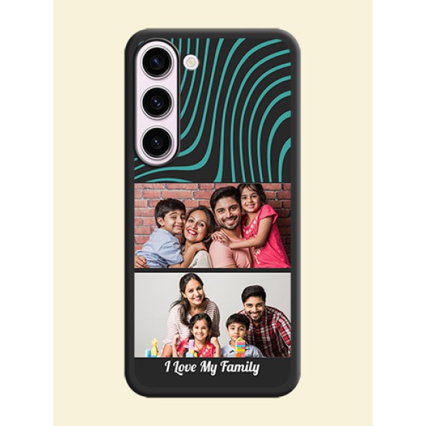 Wave Pattern with 2 Image Holder on Space Black Personalized Soft Matte Phone Covers - Samsung Galaxy S23 Plus 5G Wave Pattern with 2 Image Holder on Space Black Personalized Soft Matte Phone Covers - Samsung Galaxy S23 Plus 5G