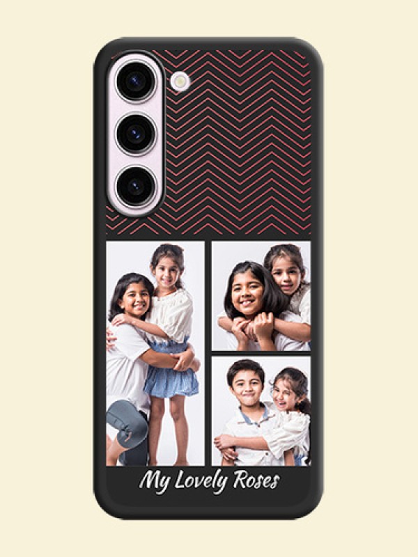 Wave Pattern with 3 Image Holder on Space Black Custom Soft Matte Back Cover - Samsung Galaxy S23 Plus 5G