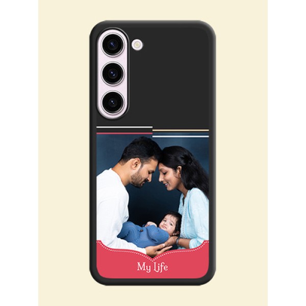 Classic Plain Design with Name on Photo on Space Black Soft Matte Phone Cover - Samsung Galaxy S23 Plus 5G Classic Plain Design with Name on Photo on Space Black Soft Matte Phone Cover - Samsung Galaxy S23 Plus 5G
