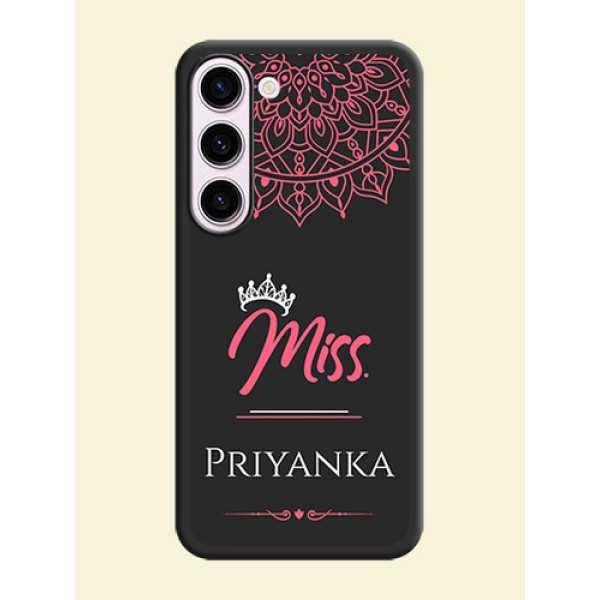 Mrs Name with Floral Design on Space Black Personalized Soft Matte Phone Covers - Samsung Galaxy S23 Plus 5G Mrs Name with Floral Design on Space Black Personalized Soft Matte Phone Covers - Samsung Galaxy S23 Plus 5G
