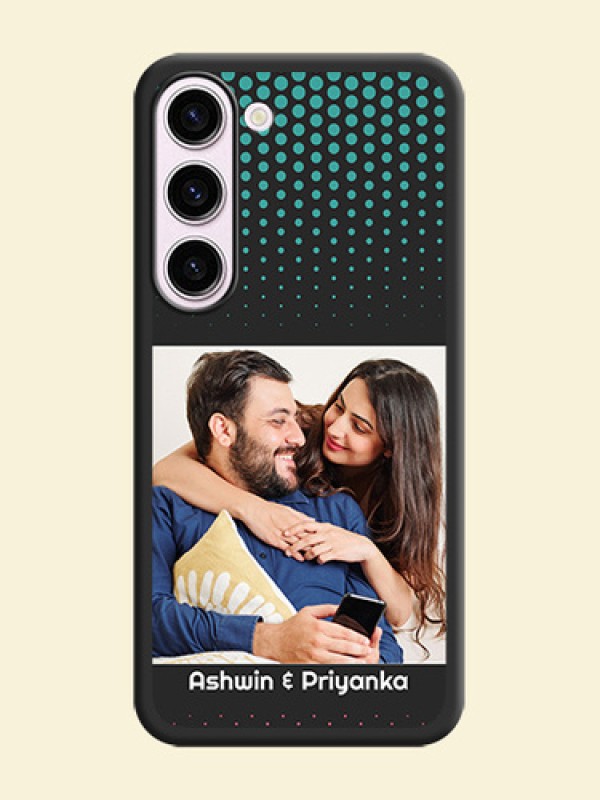 Faded Dots with Grunge Photo Frame and Text on Space Black Custom Soft Matte Phone Cases - Samsung Galaxy S23 Plus 5G