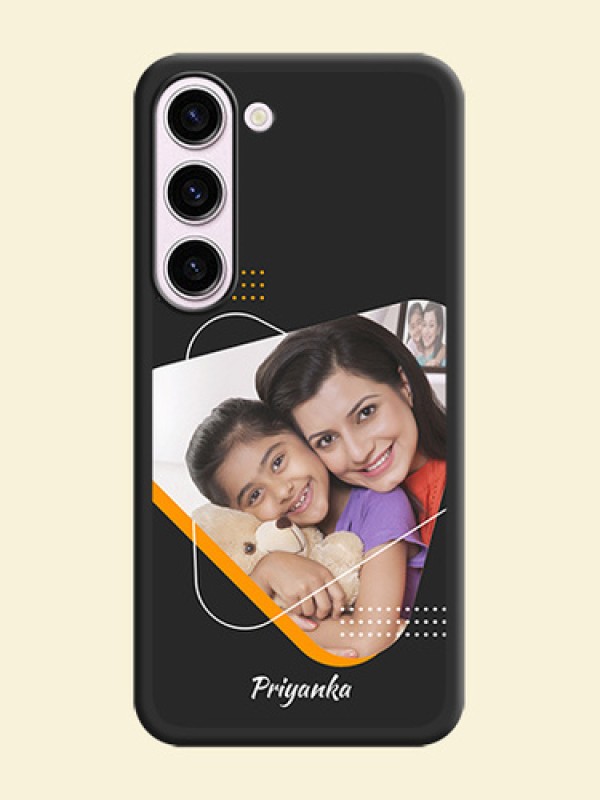 Yellow Triangle on Photo on Space Black Soft Matte Phone Cover - Samsung Galaxy S23 Plus 5G