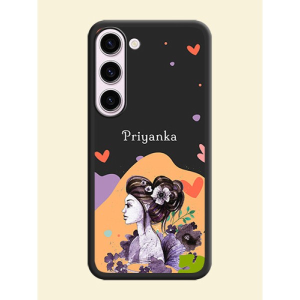 Namecase For Her With Fancy Lady Image On Space Black Personalized Soft Matte Phone Covers -Samsung Galaxy S23 Plus 5G