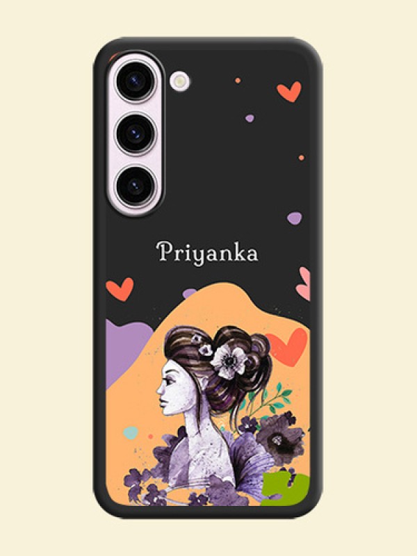 Namecase For Her With Fancy Lady Image On Space Black Personalized Soft Matte Phone Covers -Samsung Galaxy S23 Plus 5G