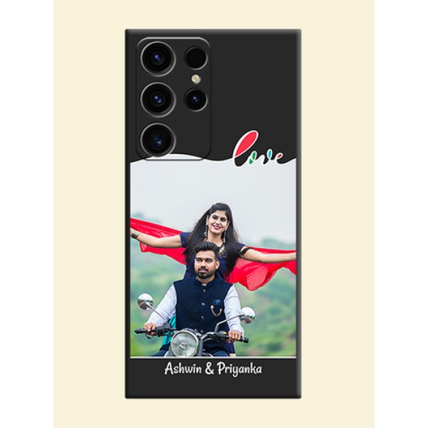 Fall in Love Pattern with Picture on Photo on Space Black Soft Matte Mobile Case - Samsung Galaxy S23 Ultra 5G Fall in Love Pattern with Picture on Photo on Space Black Soft Matte Mobile Case - Samsung Galaxy S23 Ultra 5G