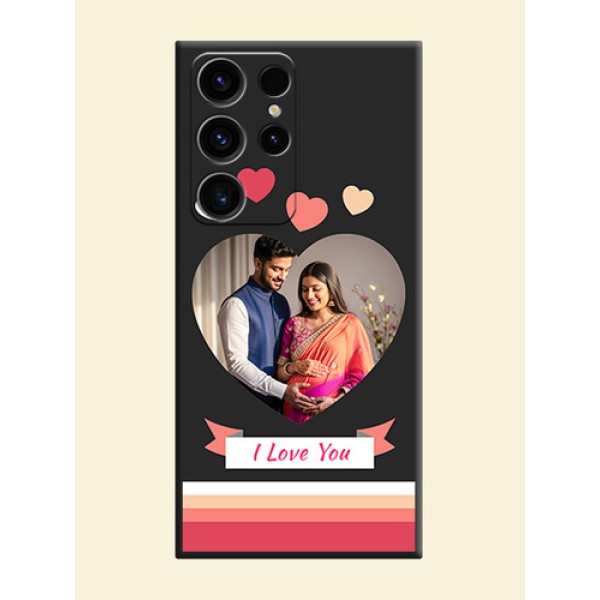 Love Shaped Photo with Colorful Stripes on Personalised Space Black Soft Matte Cases - Samsung Galaxy S23 Ultra 5G Love Shaped Photo with Colorful Stripes on Personalised Space Black Soft Matte Cases - Samsung Galaxy S23 Ultra 5G