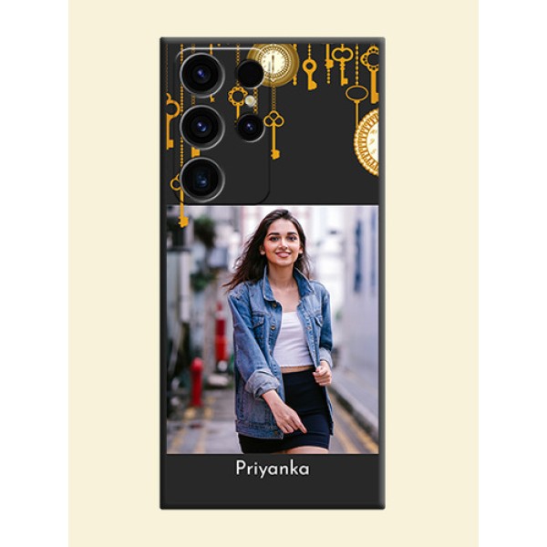 Decorative Design with Text on Space Black Custom Soft Matte Back Cover - Samsung Galaxy S23 Ultra 5G Decorative Design with Text on Space Black Custom Soft Matte Back Cover - Samsung Galaxy S23 Ultra 5G