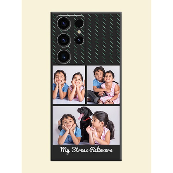 Cross Dotted Pattern with 2 Image Holder on Personalised Space Black Soft Matte Cases - Samsung Galaxy S23 Ultra 5G Cross Dotted Pattern with 2 Image Holder on Personalised Space Black Soft Matte Cases - Samsung Galaxy S23 Ultra 5G