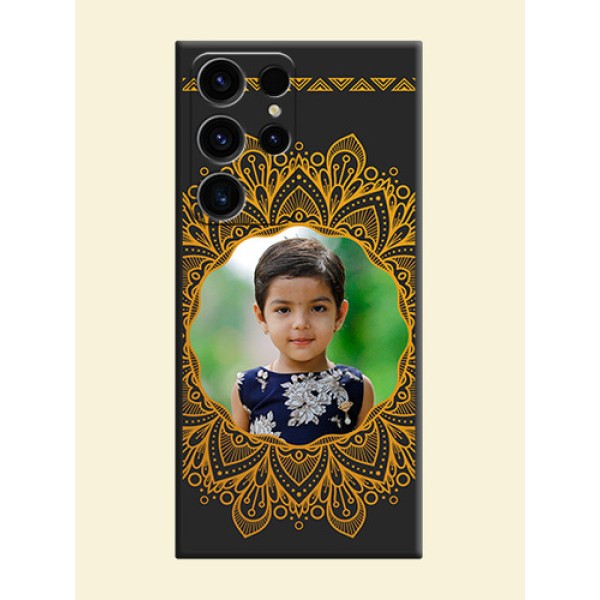 Round Image with Floral Design on Photo on Space Black Soft Matte Mobile Cover - Samsung Galaxy S23 Ultra 5G Round Image with Floral Design on Photo on Space Black Soft Matte Mobile Cover - Samsung Galaxy S23 Ultra 5G