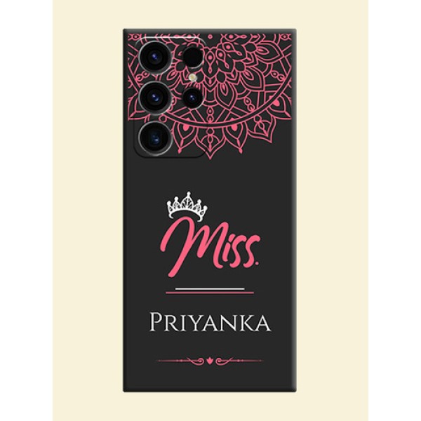 Mrs Name with Floral Design on Space Black Personalized Soft Matte Phone Covers - Samsung Galaxy S23 Ultra 5G Mrs Name with Floral Design on Space Black Personalized Soft Matte Phone Covers - Samsung Galaxy S23 Ultra 5G