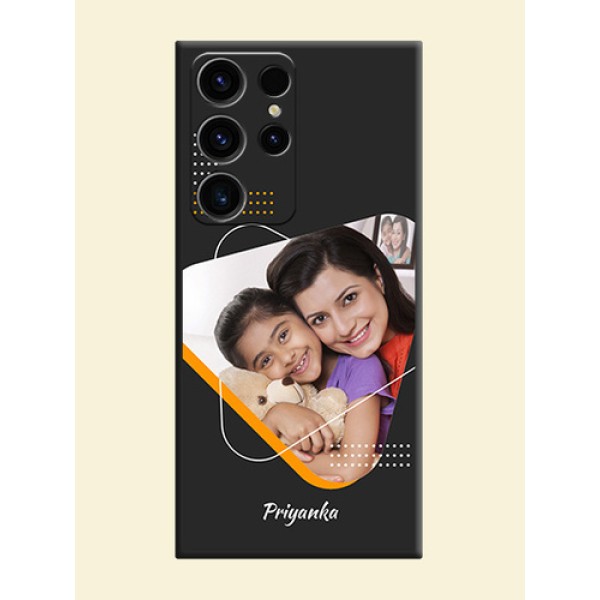 Yellow Triangle on Photo on Space Black Soft Matte Phone Cover - Samsung Galaxy S23 Ultra 5G Yellow Triangle on Photo on Space Black Soft Matte Phone Cover - Samsung Galaxy S23 Ultra 5G