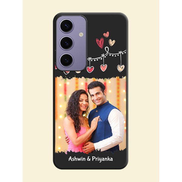 Pink Love Hangings with Name on Space Black Custom Soft Matte Phone Cases - Galaxy S24 5G Pink Love Hangings with Name on Space Black Custom Soft Matte Phone Cases - Galaxy S24 5G