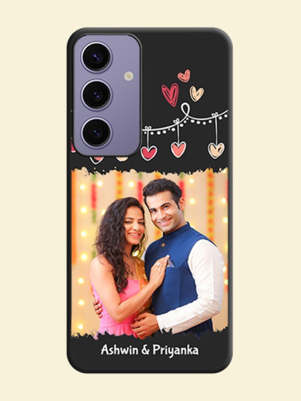 Pink Love Hangings with Name on Space Black Custom Soft Matte Phone Cases - Galaxy S24 5G