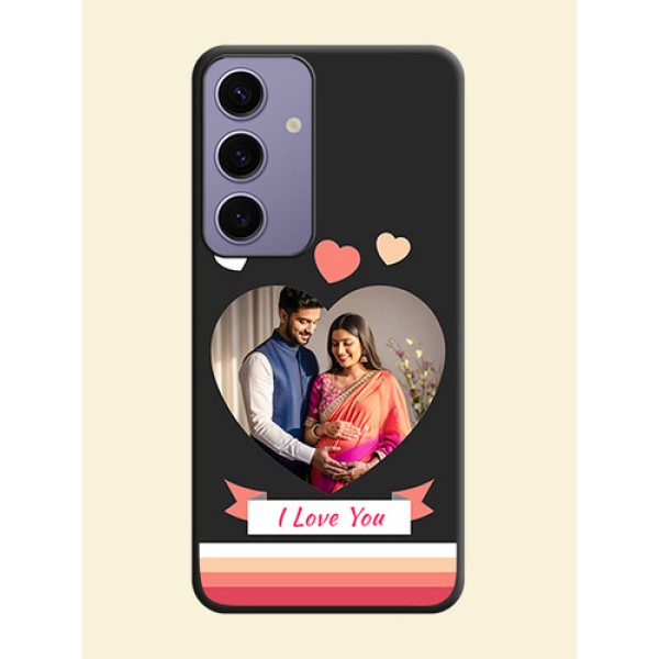 Love Shaped Photo with Colorful Stripes on Personalised Space Black Soft Matte Cases - Galaxy S24 5G Love Shaped Photo with Colorful Stripes on Personalised Space Black Soft Matte Cases - Galaxy S24 5G