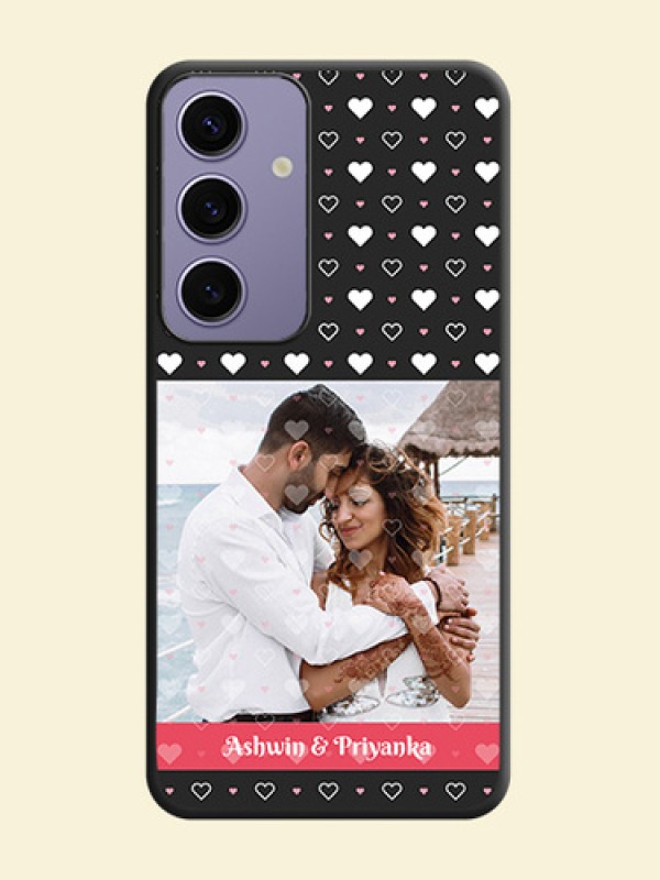 White Color Love Symbols with Text Design - Photo on Space Black Soft Matte Phone Cover - Galaxy S24 5G