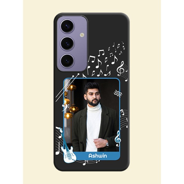 Musical Theme Design with Text - Photo on Space Black Soft Matte Mobile Case - Galaxy S24 5G Musical Theme Design with Text - Photo on Space Black Soft Matte Mobile Case - Galaxy S24 5G