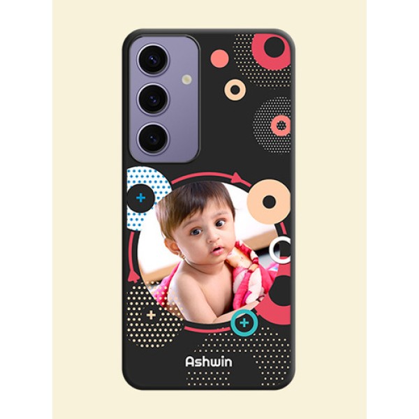 Multicoloured Round Image on Personalised Space Black Soft Matte Cases - Galaxy S24 5G Multicoloured Round Image on Personalised Space Black Soft Matte Cases - Galaxy S24 5G