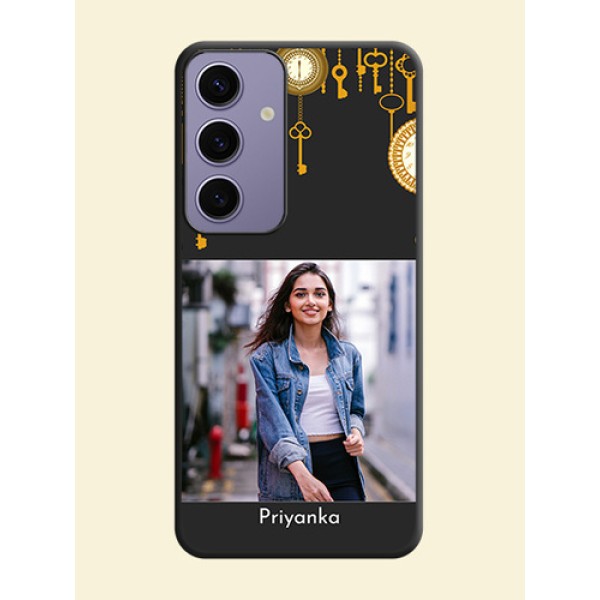 Decorative Design with Text on Space Black Custom Soft Matte Back Cover - Galaxy S24 5G Decorative Design with Text on Space Black Custom Soft Matte Back Cover - Galaxy S24 5G