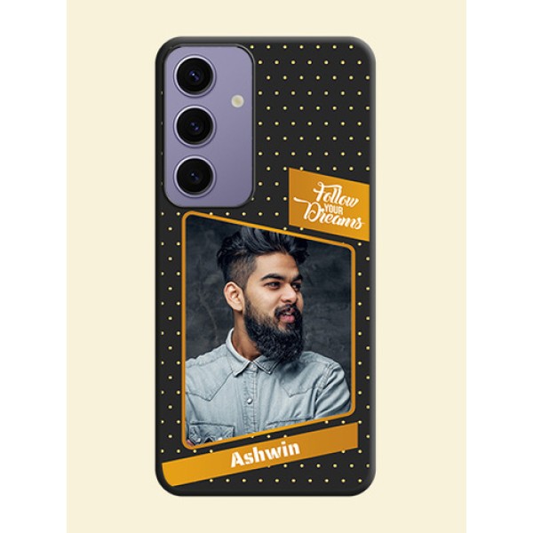 Follow Your Dreams with White Dots on Space Black Custom Soft Matte Phone Cases - Galaxy S24 5G Follow Your Dreams with White Dots on Space Black Custom Soft Matte Phone Cases - Galaxy S24 5G