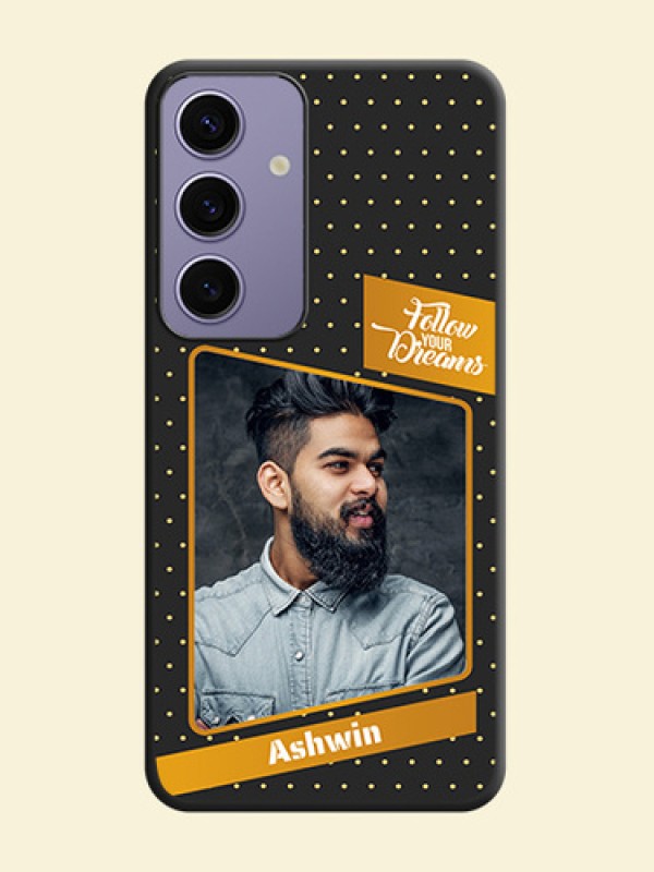 Follow Your Dreams with White Dots on Space Black Custom Soft Matte Phone Cases - Galaxy S24 5G