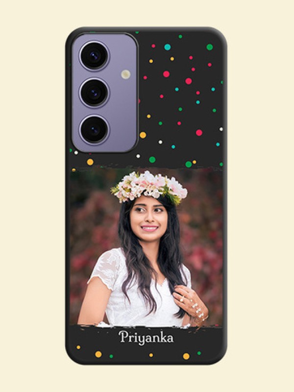 Multicolor Dotted Pattern with Text on Space Black Custom Soft Matte Phone Back Cover - Galaxy S24 5G