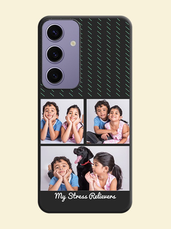 Cross Dotted Pattern with 2 Image Holder on Personalised Space Black Soft Matte Cases - Galaxy S24 5G