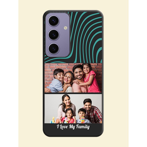 Wave Pattern with 2 Image Holder on Space Black Personalized Soft Matte Phone Covers - Galaxy S24 5G Wave Pattern with 2 Image Holder on Space Black Personalized Soft Matte Phone Covers - Galaxy S24 5G