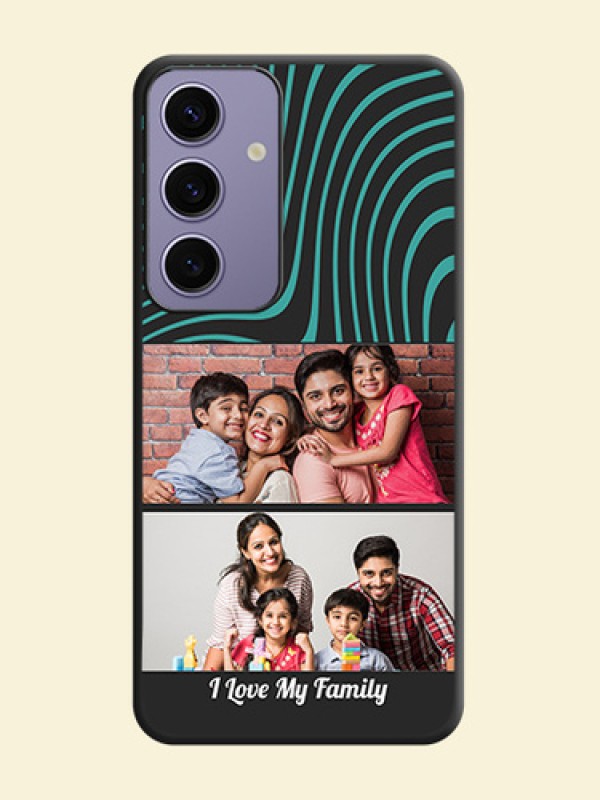 Wave Pattern with 2 Image Holder on Space Black Personalized Soft Matte Phone Covers - Galaxy S24 5G