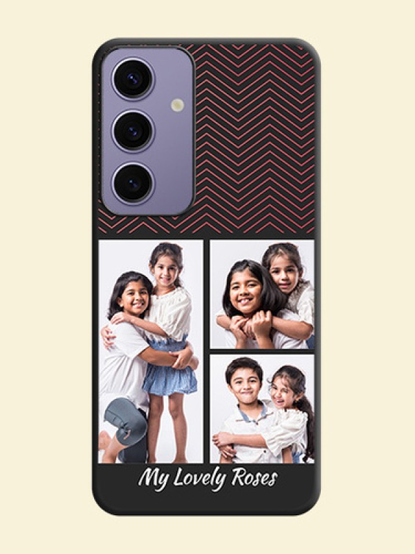 Wave Pattern with 3 Image Holder on Space Black Custom Soft Matte Back Cover - Galaxy S24 5G