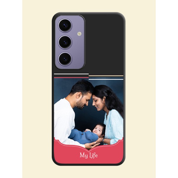 Classic Plain Design with Name - Photo on Space Black Soft Matte Phone Cover - Galaxy S24 5G