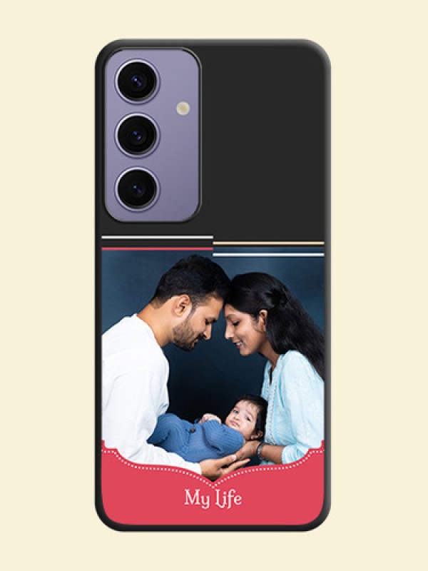 Classic Plain Design with Name - Photo on Space Black Soft Matte Phone Cover - Galaxy S24 5G