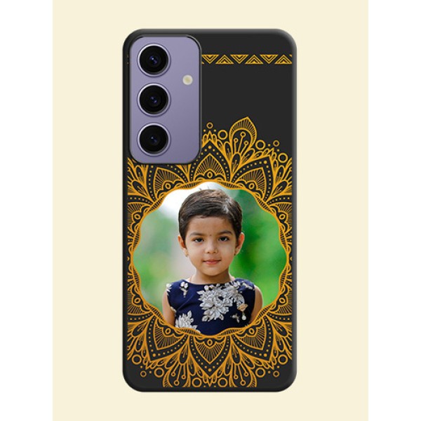 Round Image with Floral Design - Photo on Space Black Soft Matte Mobile Cover - Galaxy S24 5G Round Image with Floral Design - Photo on Space Black Soft Matte Mobile Cover - Galaxy S24 5G