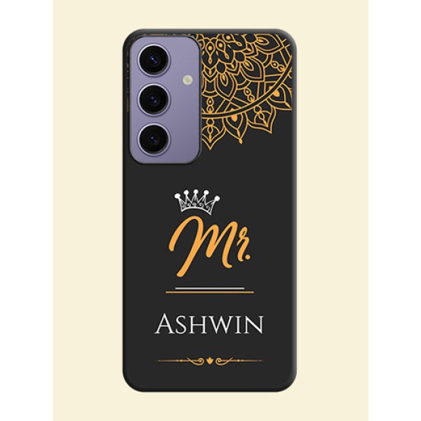 Mr Name with Floral Design on Personalised Space Black Soft Matte Cases - Galaxy S24 5G Mr Name with Floral Design on Personalised Space Black Soft Matte Cases - Galaxy S24 5G