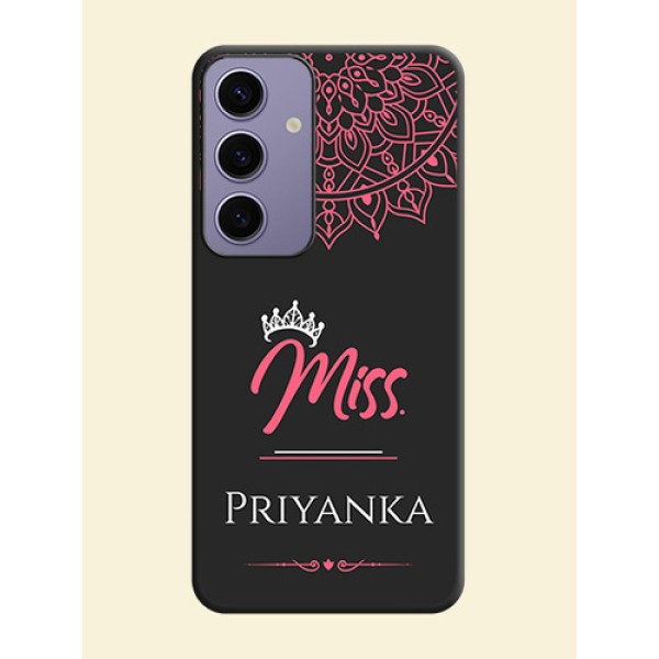 Mrs Name with Floral Design on Space Black Personalized Soft Matte Phone Covers - Galaxy S24 5G Mrs Name with Floral Design on Space Black Personalized Soft Matte Phone Covers - Galaxy S24 5G