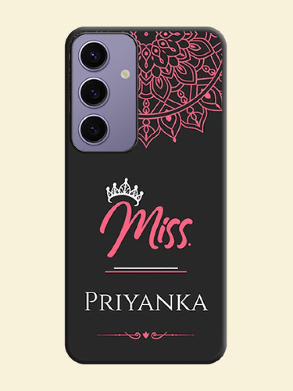 Mrs Name with Floral Design on Space Black Personalized Soft Matte Phone Covers - Galaxy S24 5G