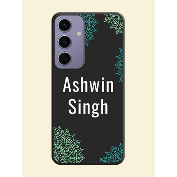 Your Name with Floral Design on Space Black Custom Soft Matte Back Cover - Galaxy S24 5G Your Name with Floral Design on Space Black Custom Soft Matte Back Cover - Galaxy S24 5G