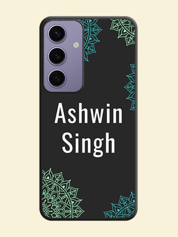 Your Name with Floral Design on Space Black Custom Soft Matte Back Cover - Galaxy S24 5G