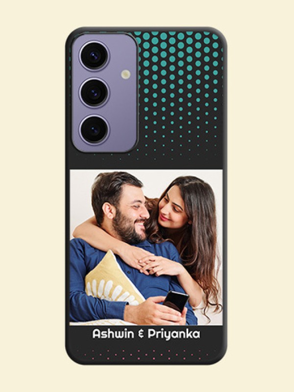 Faded Dots with Grunge Photo Frame and Text on Space Black Custom Soft Matte Phone Cases - Galaxy S24 5G