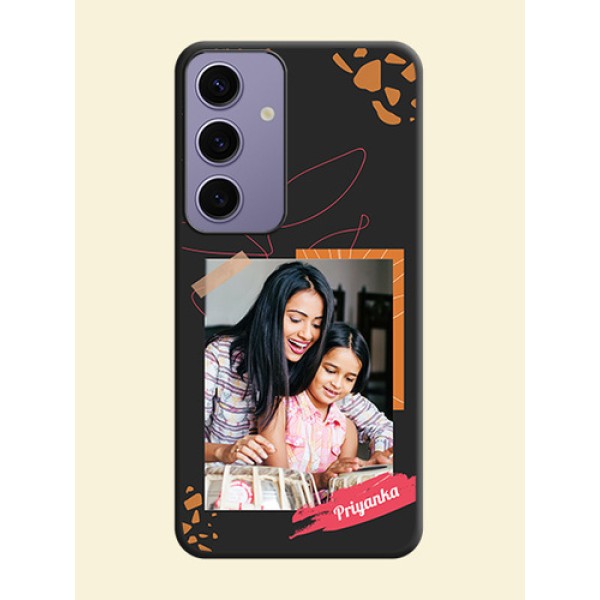 Orange Photo Frame on Space Black Custom Soft Matte Phone Back Cover - Galaxy S24 5G Orange Photo Frame on Space Black Custom Soft Matte Phone Back Cover - Galaxy S24 5G