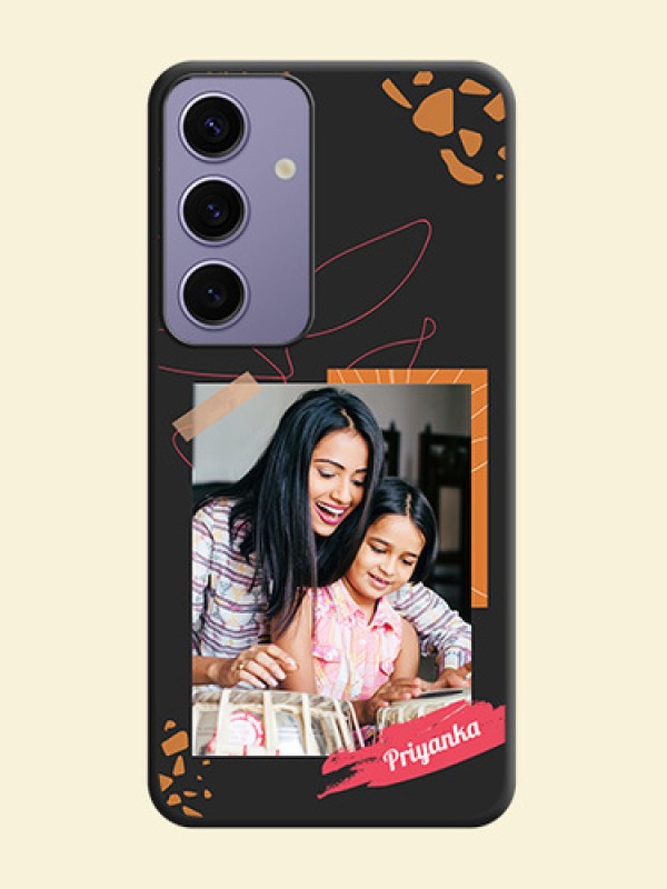 Orange Photo Frame on Space Black Custom Soft Matte Phone Back Cover - Galaxy S24 5G