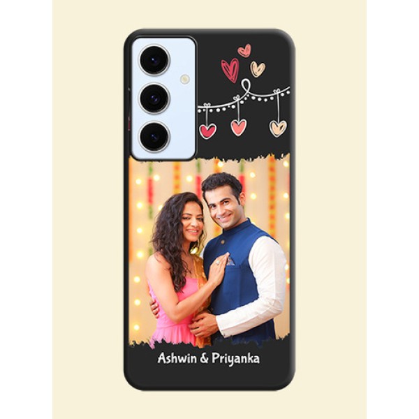 Pink Love Hangings with Name On Space Black Custom Soft Matte Mobile Back Cover - Galaxy S24 FE 5G Pink Love Hangings with Name On Space Black Custom Soft Matte Mobile Back Cover - Galaxy S24 FE 5G
