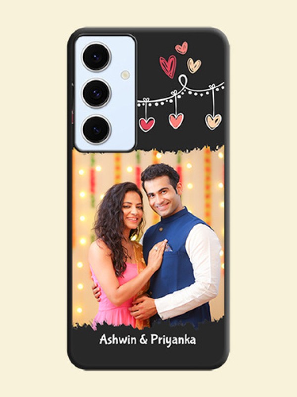 Pink Love Hangings with Name On Space Black Custom Soft Matte Mobile Back Cover - Galaxy S24 FE 5G