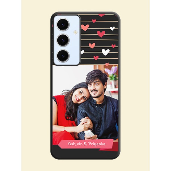 Love Pattern with Name on Pink Ribbon on Photo On Space Black Custom Soft Matte Mobile Back Cover - Galaxy S24 FE 5G Love Pattern with Name on Pink Ribbon on Photo On Space Black Custom Soft Matte Mobile Back Cover - Galaxy S24 FE 5G