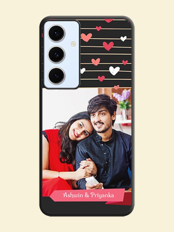 Love Pattern with Name on Pink Ribbon on Photo On Space Black Custom Soft Matte Mobile Back Cover - Galaxy S24 FE 5G